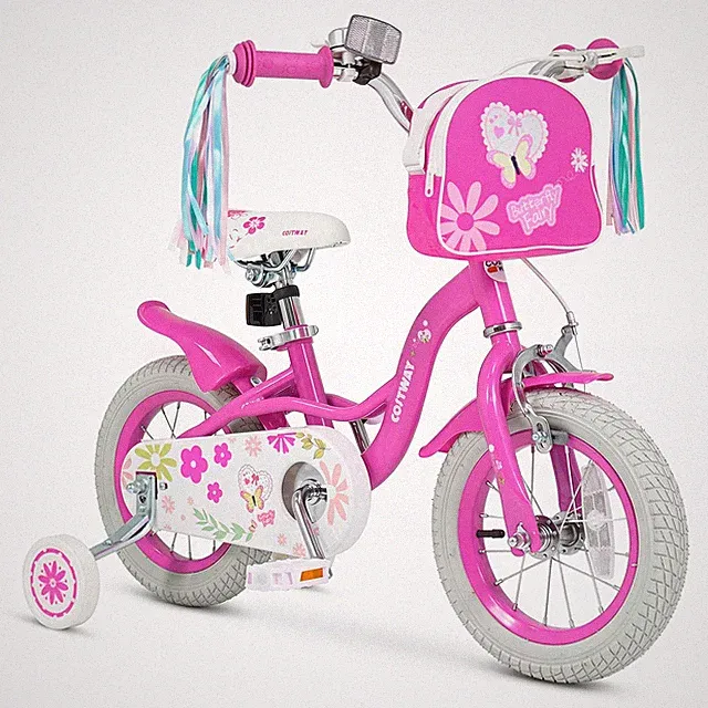 12 Inches Girls Bike with Front Bag, Children Training Bicycle for 3-4 Years Old
