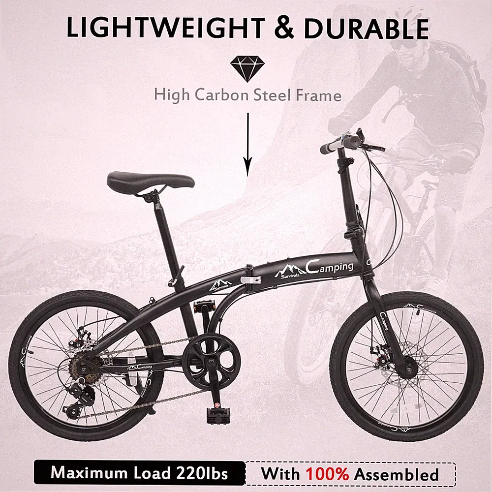 20'' Folding Bike Shimano 7 Speed Foldable Bicycle Road Bike Commuter Bike