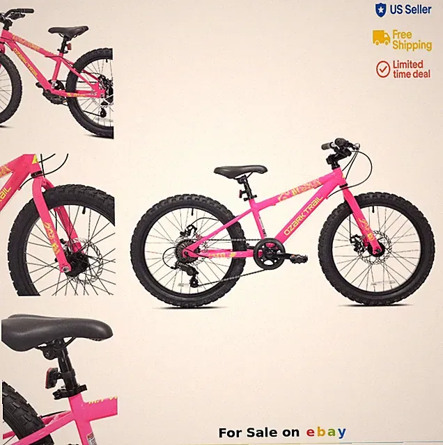 20 Inch Mountain Bike 7 Speed Dual Disc Brakes Pink Youth Child Tween Trail