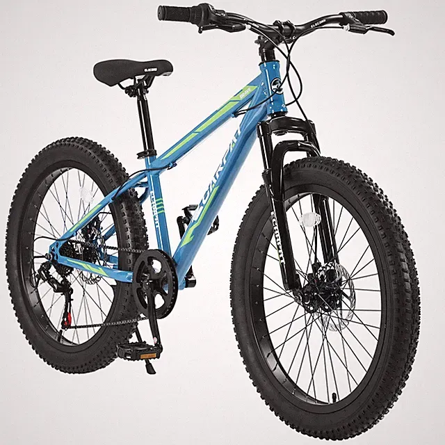 24 Inch Fat Tire Bike for Adult/Youth Mountain Bike with Dual Disc Brake Blue