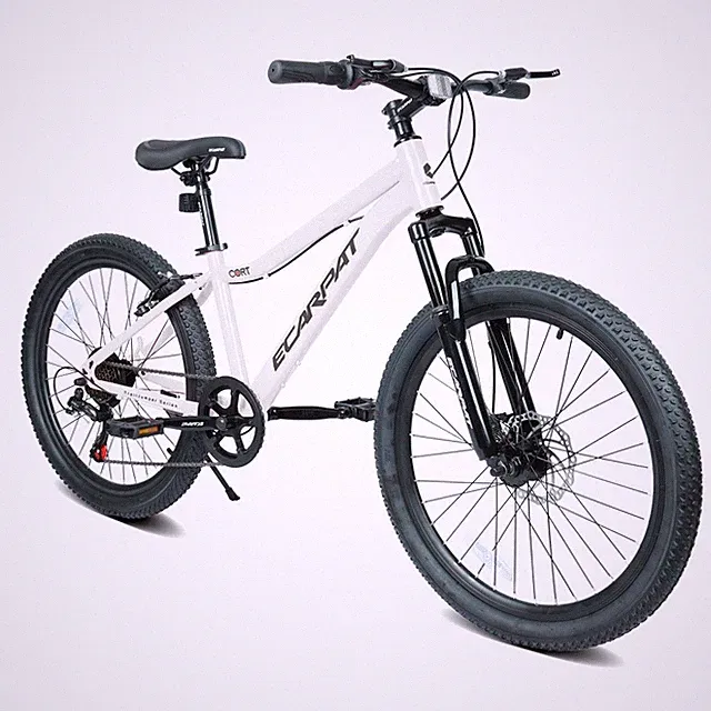 24 Inch Youth Mountain Bike with 7 Speeds & Front Suspension Durable Steel Frame