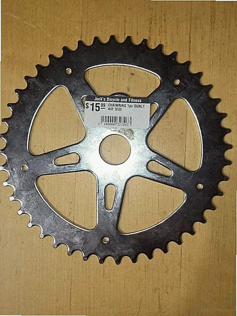 44 Tooth Single Speed 1 Piece Youth Bike Bicycle Chainring 3/32" Chrome