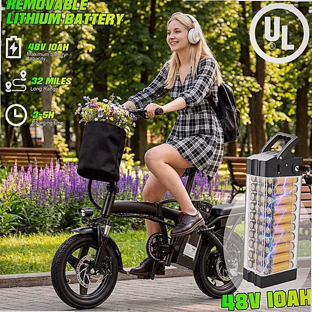 560W Folding Electric Bike for Adults & Teens 14'' Commuting EBike 24MPH 32Miles