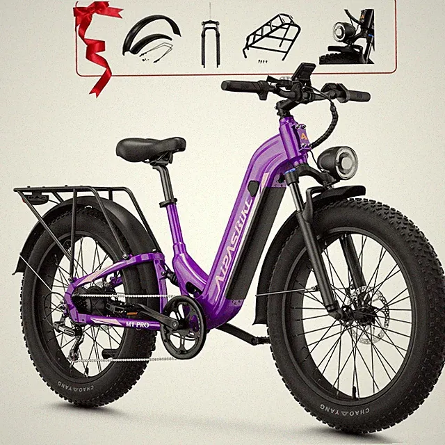 AIPAS M1 E-Bike for Youths 180W Electric Bike LCD 26''*4.0'' Tires Purple NEW