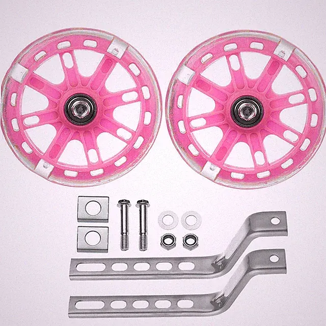 Auxiliary LED Balance Training Wheels for Kids Bikes Bicycle Pink 1 Pair