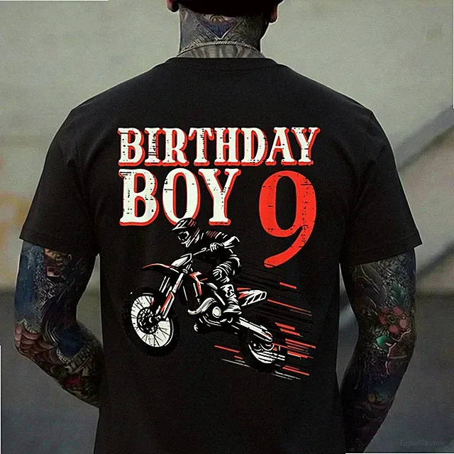 Birthday Boy 9 Motorcycle 9th Bday Biker Rider Boys Kids T-Shirt
