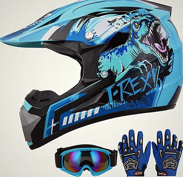 DOT Youth Dirt Bike Helmet with Goggles & Gloves for 5-14 Years Old, Kid ATV Hel