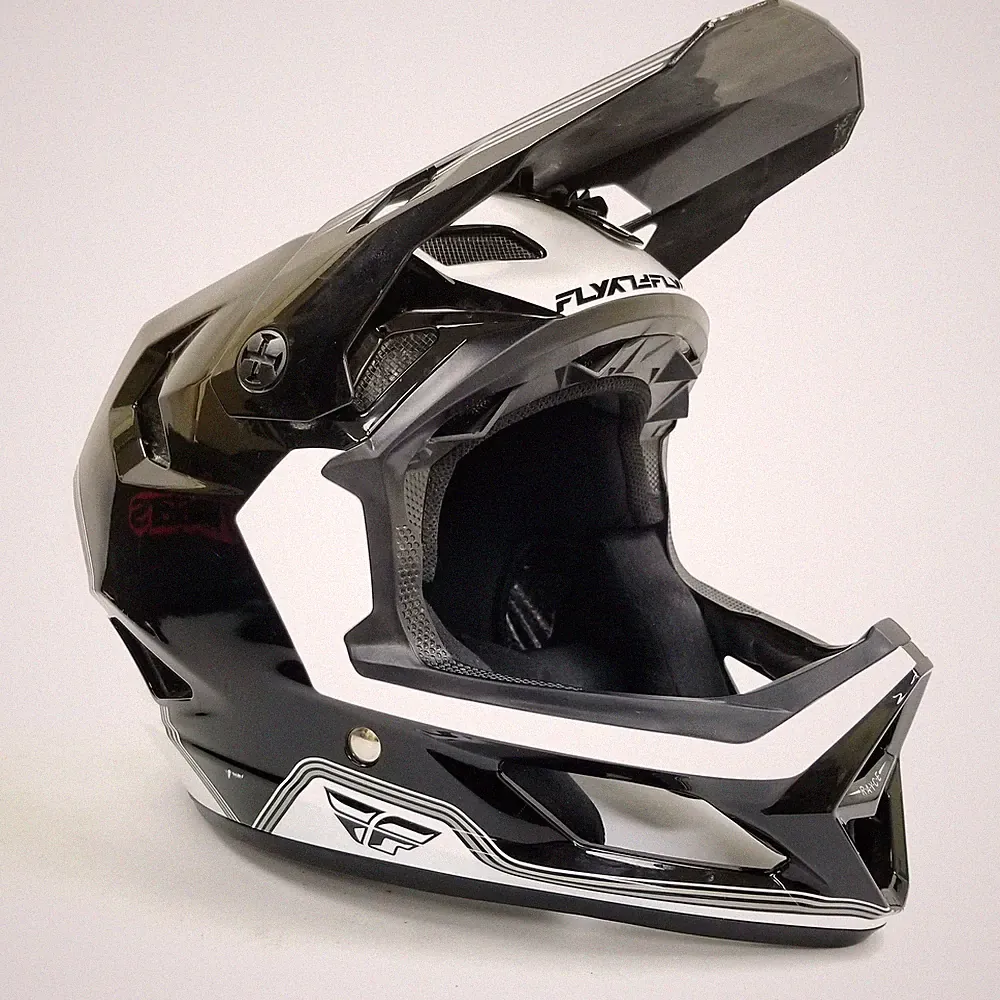 Fly Racing Rayce MTB/BMX Bicycle Helmet (Black/White, Youth Large)