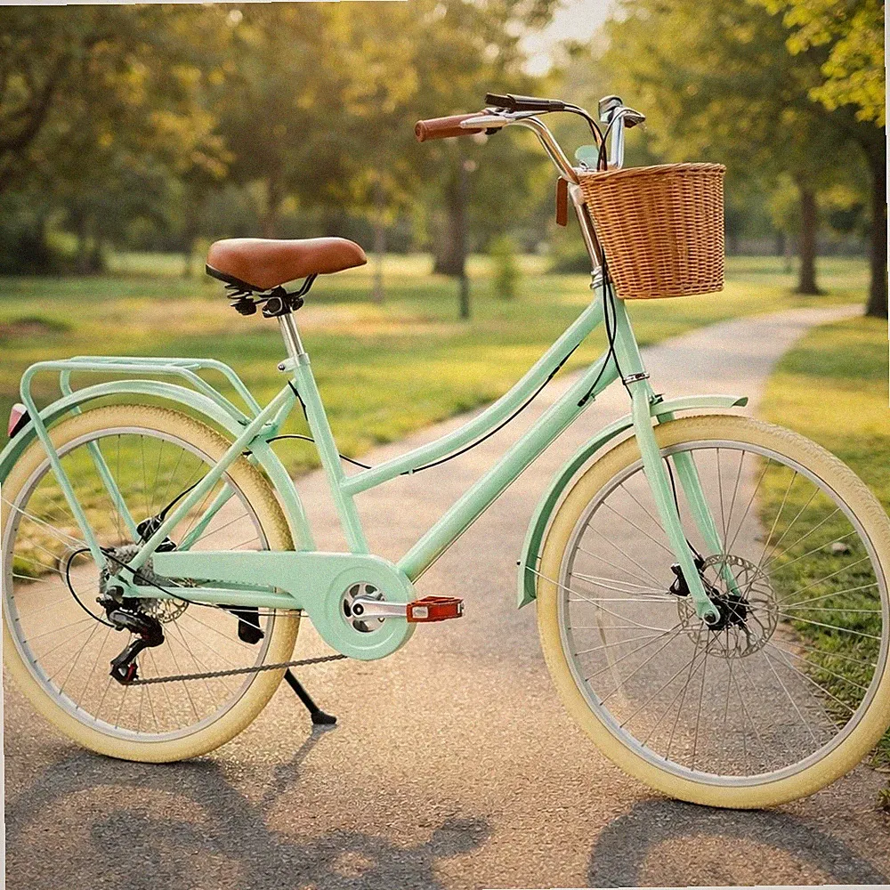 Girls Retro Cruiser Bike 20” Youth Bicycle with Basket – 7 Speed Front Disc