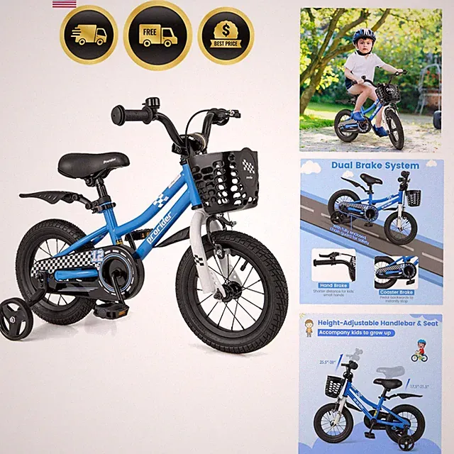 Kids Bike, 12 14 16 18 20 Inch Toddler Bike for Boys & Girls Aged 3-8 Old, K...