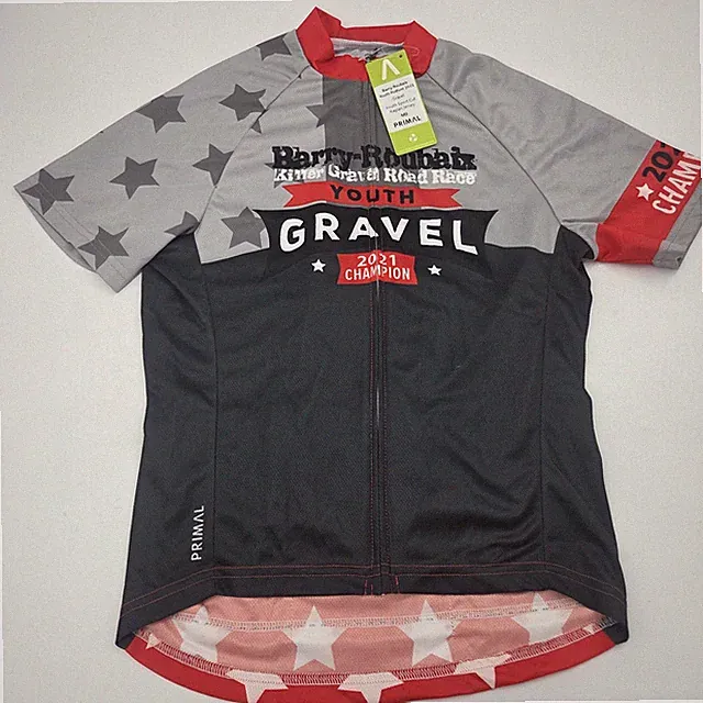 NWT Primal Wear Youth Medium Cycling Jersey 2021 Champion Gravel Red Gray Black