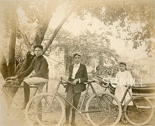Original & 8 x 10 Photo Children Fashion Safety Bicycles Getting Ready for Ride