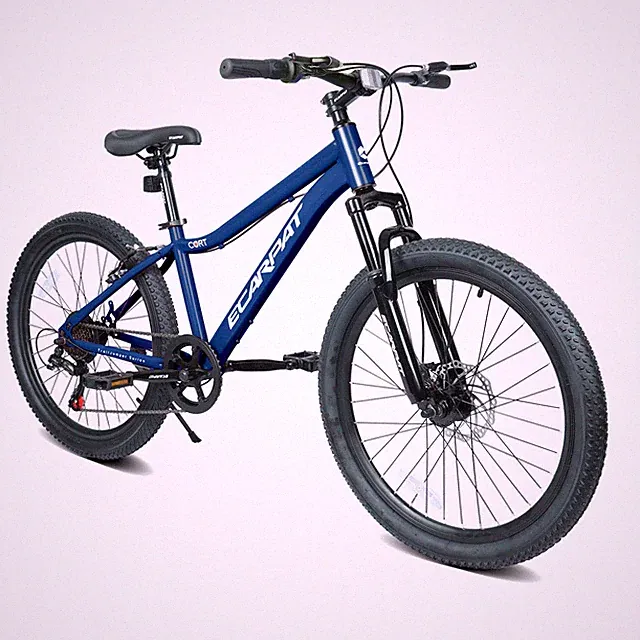 Unbranded Youth Mountain Bike 24'' 7-Speed w/ Disc Brakes, Front Suspension Blue