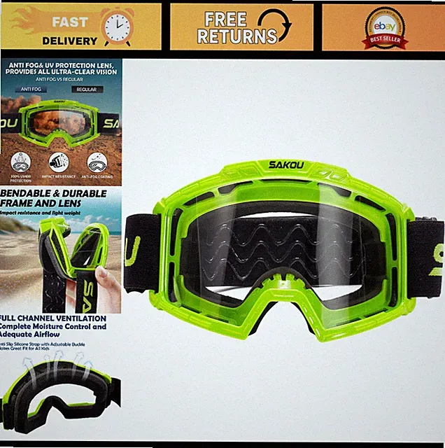 Youth Anti-Fog Motocross Goggles for Kids 3-12 | ATV Dirt Bike Riding Gear