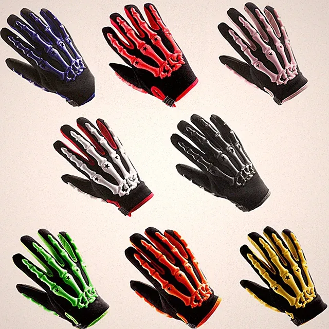 Youth Kids Motorcycle Motocross MX BMX Dirt Bike Racing Sports Skeleton Gloves