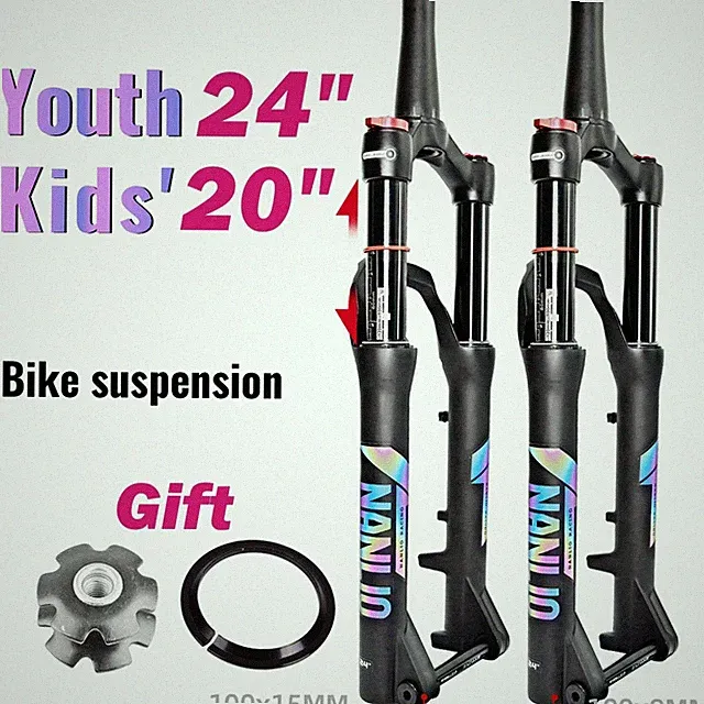 Youth Kids' Mountain Bike Suspension Fork 20 24er 100-140mm Travel Oil Gas Fork